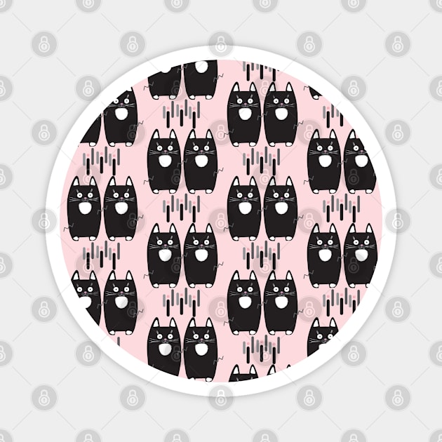 Black cats pattern. Funny Gifts & Clothing Collection with Cute black cats animals, Black Lovely Little Kittens pattern, trendy event decoration. Love, Birthday party, Baby shower Anniversary Magnet by sofiartmedia